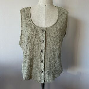 A New Day Sage Textured Sleeveless Button Down